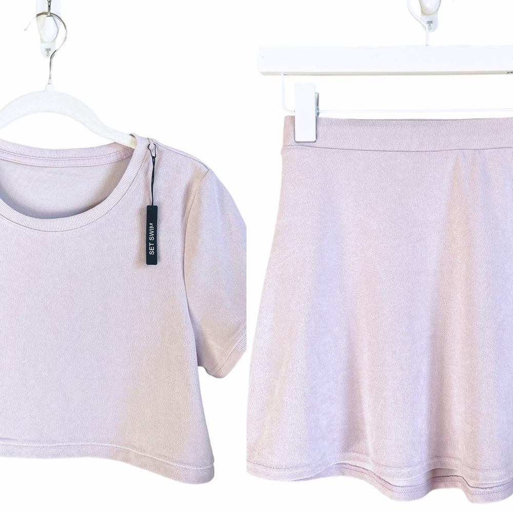 SET Swim Terry Skirt & Terry Baby Tee Lilac Purple Size Small Limited Edition
